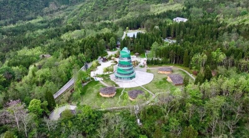 Giant panda-themed tourism area in Baoxing county, Sichuan, where conservation supports biodiversity and sustainable local development.